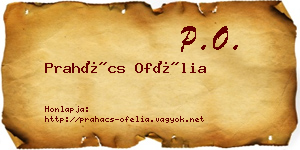Prahács Ofélia névjegykártya